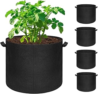 5-Pack 20 Gallon Grow Bags, Large Nonwoven Fabric Pots with Handles for Planting Fruits,