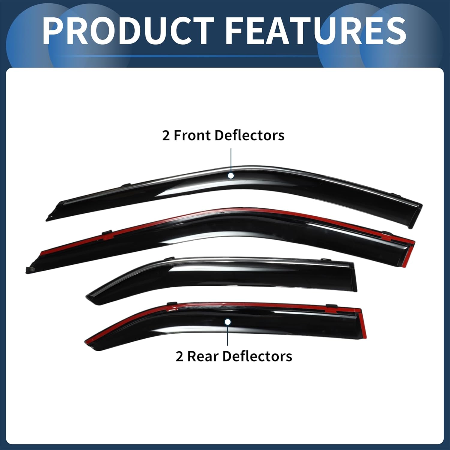 Window Deflectors for Mitsubishi Lancer 2008-2017 Vent Visors Rain Guards Reinforced Acrylic 4 Pcs