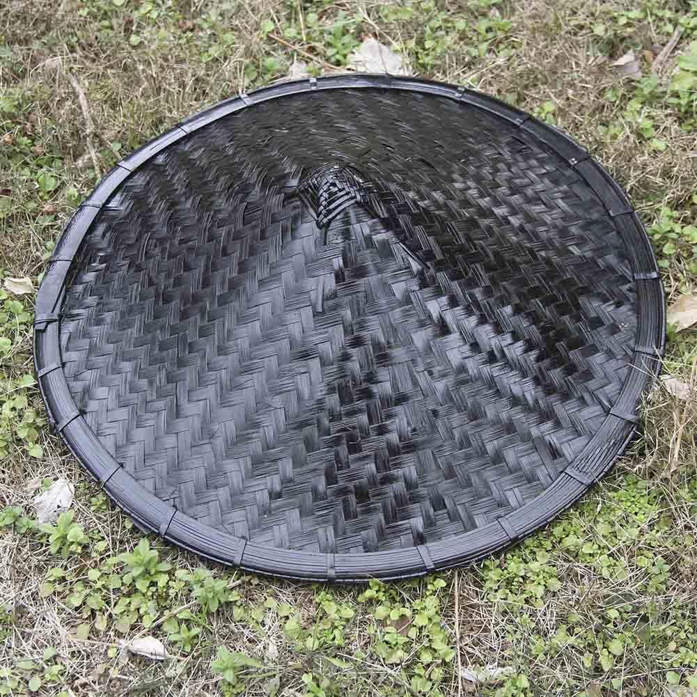 Volcanic Cone Black Bamboo Hat Samurai Hat Cosplay Dia. 18.5 Inch 5.8" Depth