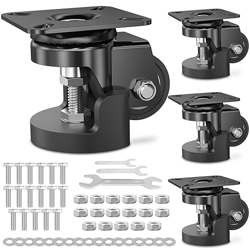 Miniatura 7 de COOWOO Ruedas giratorias de placa de nivelación de 2 pulgadas con almohadilla de nivelación ajustable antivibración, ruedas giratorias resistentes