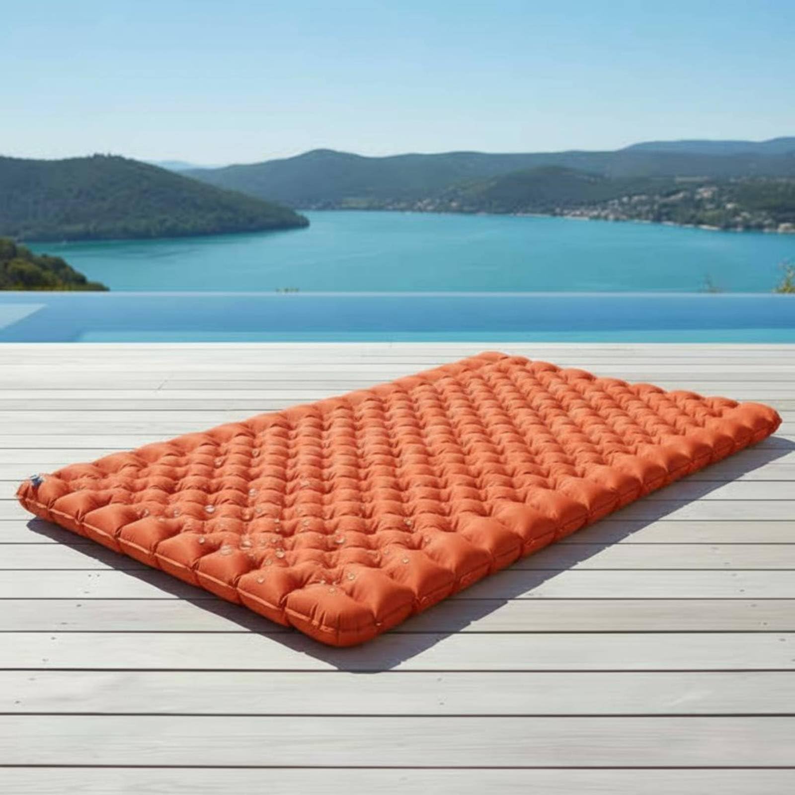 Colchón Inflable Doble Extremadamente Ligero Esterilla Hinchable Doble Resistente a la Humedad Equipo Camping para Playa