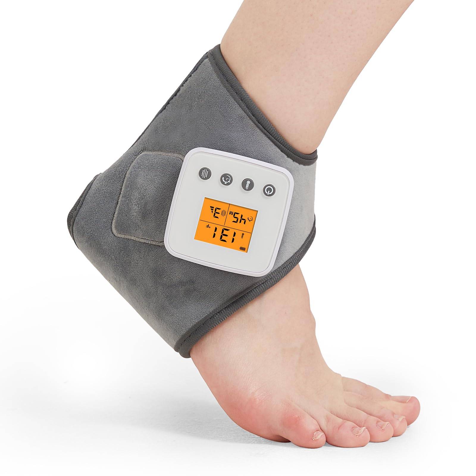 Cordless Ankle Massager with Heat, 6.7×5.5in Rechargeable Ankle Heating Pad for Achilles Tendinitis and Plantar Fasciitis, 3 Vibration Mode, 3 Heat Level, Auto Shut Off(1PC)