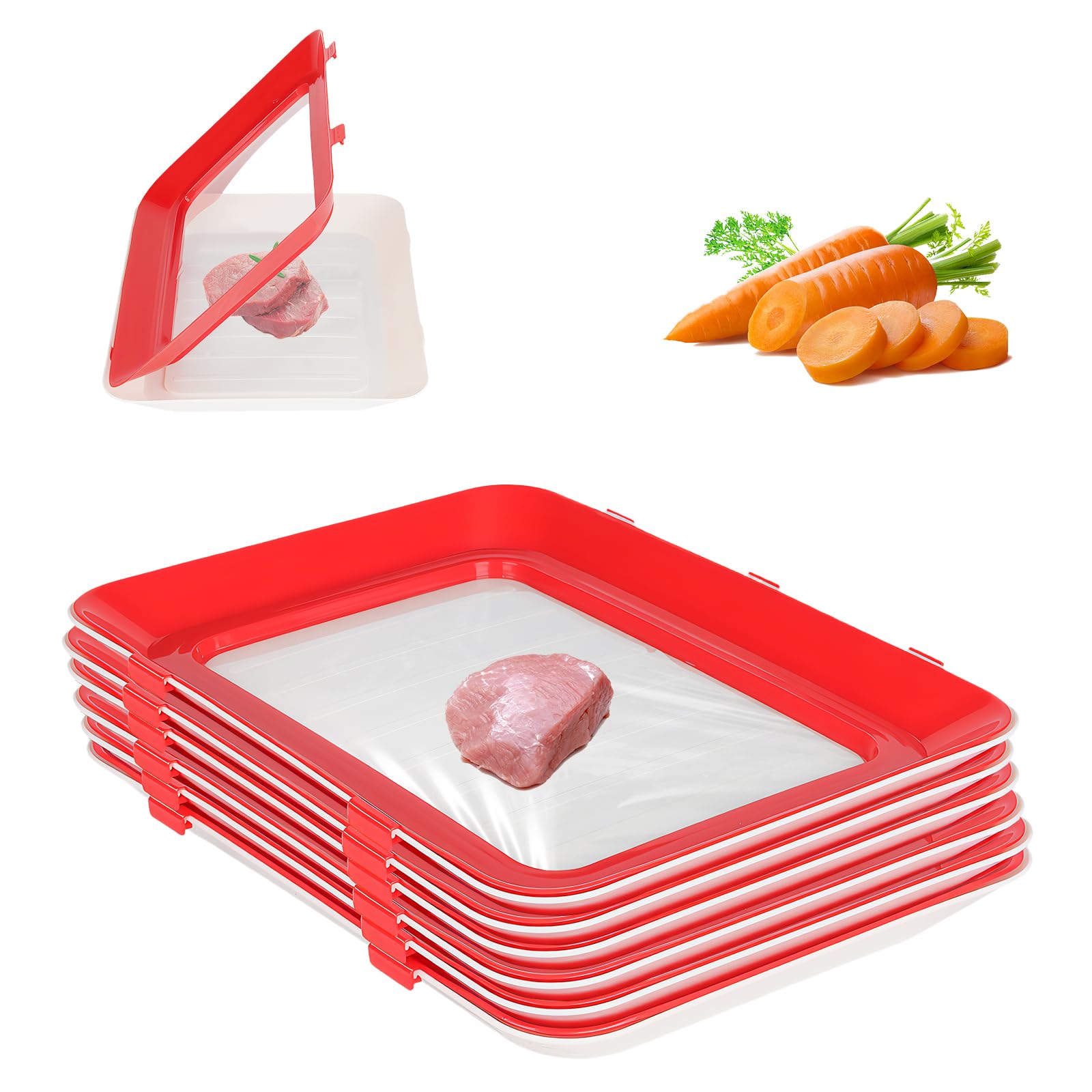 Frigo surchargé ? 6 ensembles de plateaux frais empilables de 30x20x2 cm