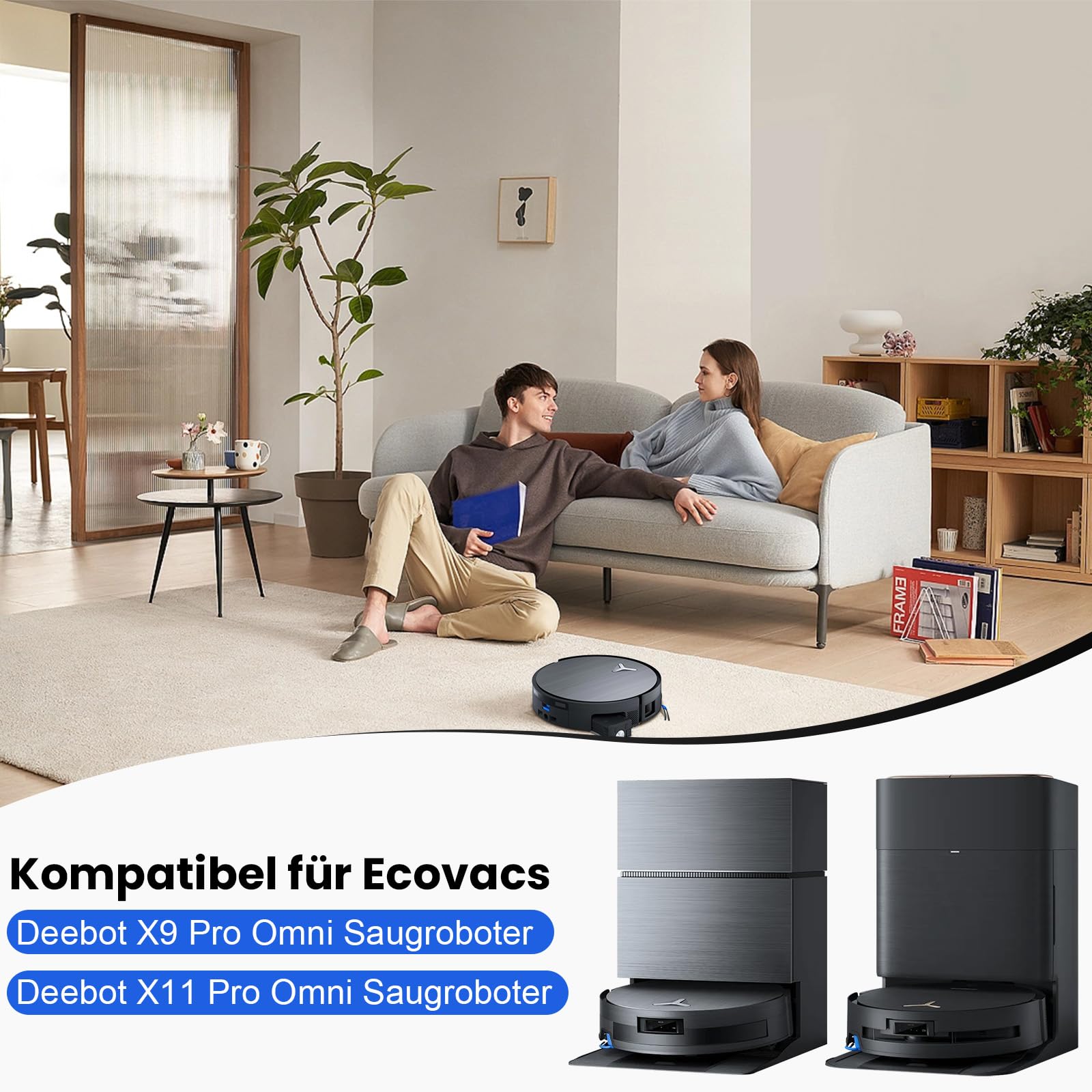 Zestaw 21 akcesoriów do robota odkurzającego Ecovacs Deebot X9 Pro Omni / X11 Pro, 1 szczotka główna, 2 wałki do czyszczenia mopa, 6 worków na kurz, 6 szczotek bocznych, 4 filtry HEPA, 1 szczotka do