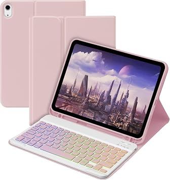 GOKOCO Keyboard Case for iPad A16 11th 11 inch 2025,10th 10.9 inch 2022, Blackit Wireless Keyboard Case with Pencil Holder for iPad 10/11th Generation-Pink