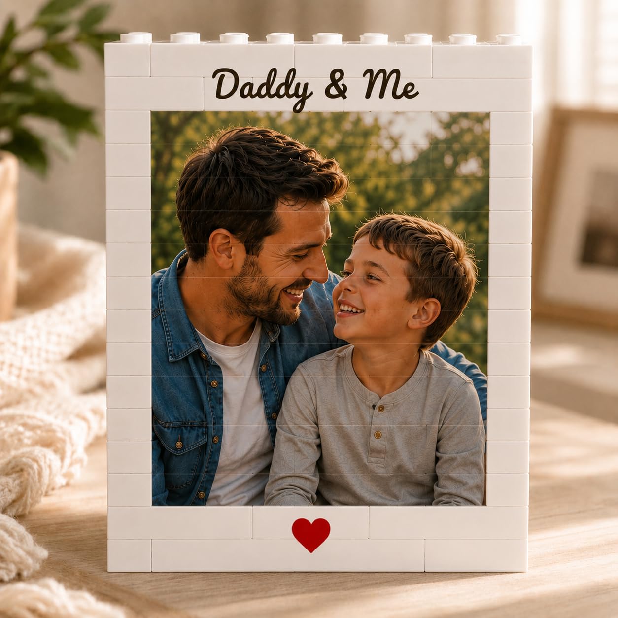 Personalised Photo Building Bricks Puzzle, Dad Gifts from Daughter Son, Custom DIY 3d Jigsaw Puzzle Board Photo Frame, Best Fathers Day Birthday Presents for Dad, Men, Grandpa & Family Keepsake โ image 1