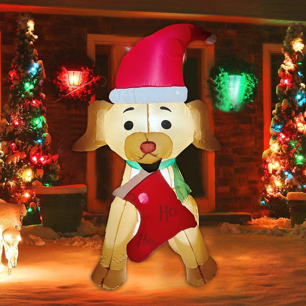 LANGWEI 5.2 Decorazioni Natalizie Illuminate A Piedi Pacchetto di Calze Natalizie per Cuccioli Gonfiabili con Luci A LED per Le Vacanze Giardino Domestico Famiglia Decorazione Esterna