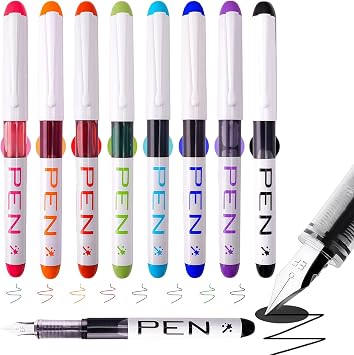 8 Colors Fountain Pen, Fountain Pens for Writing, 0.38mm Stainless Steel Nib Smooth Writing Calligraphy Pens for Calligraphy Journaling Drafting Sketching Doodling Office Home School & Gifts