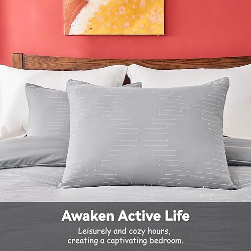 Miniatura 6 de Ailemei Direct Funda de edredón de tamaño individual en estilo bohemio, juego de funda de edredón bordado Shabby Chic para todas las estaciones, 2