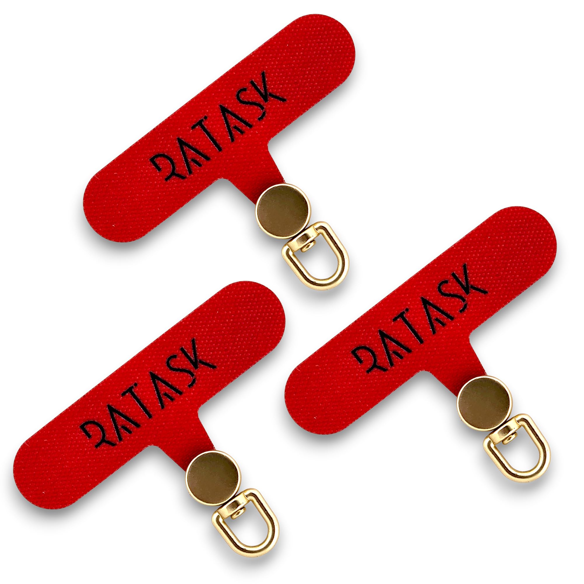 RATASK Tether Tab for Phone Lanyard, Mobile Phone Strap Tether Patch, Universal Tether Patch, Durable Metal or Soft Fabric Option, Pack of 3 (Delu, Red)