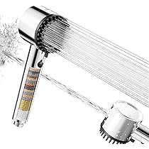 Cobbe Soffione doccia con filtro, soffione doccia ad alta pressione con filtro a 20 fasi, 5 modalità di spruzzo, potente lavaggio integrato per rimuovere il cloro, allevia il prurito cutaneo (Cromo)