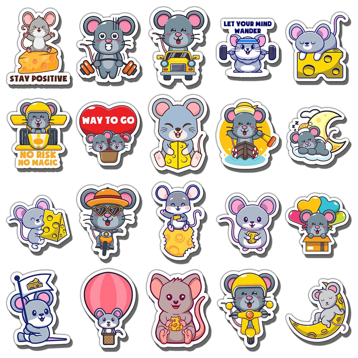 20-Pack Rat Vinyl Stickers - Waterproof Funny Animal Decals For Water Bottles, Laptops, Cars - View #3