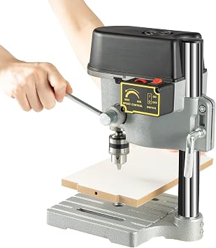 340W Mini Table Electric Drill Press, AC 110V Drill Bits Power Tools Speed Adjustable Drilling Machine 1-10mm Mini Drill Press Small Electric Drilling Machine Work 16000rpm