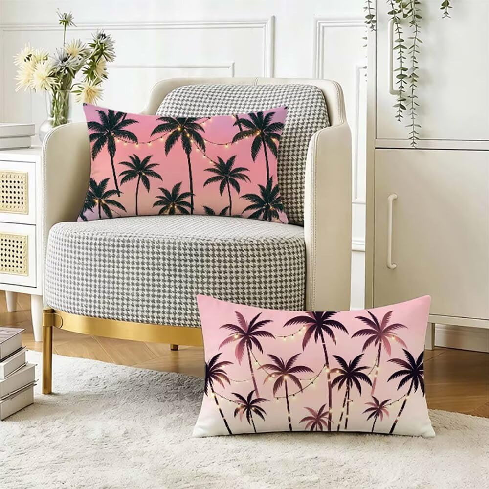 Zestaw 2 różowe aksamitne poszewki na poduszki sofa 40x70cm F-2401