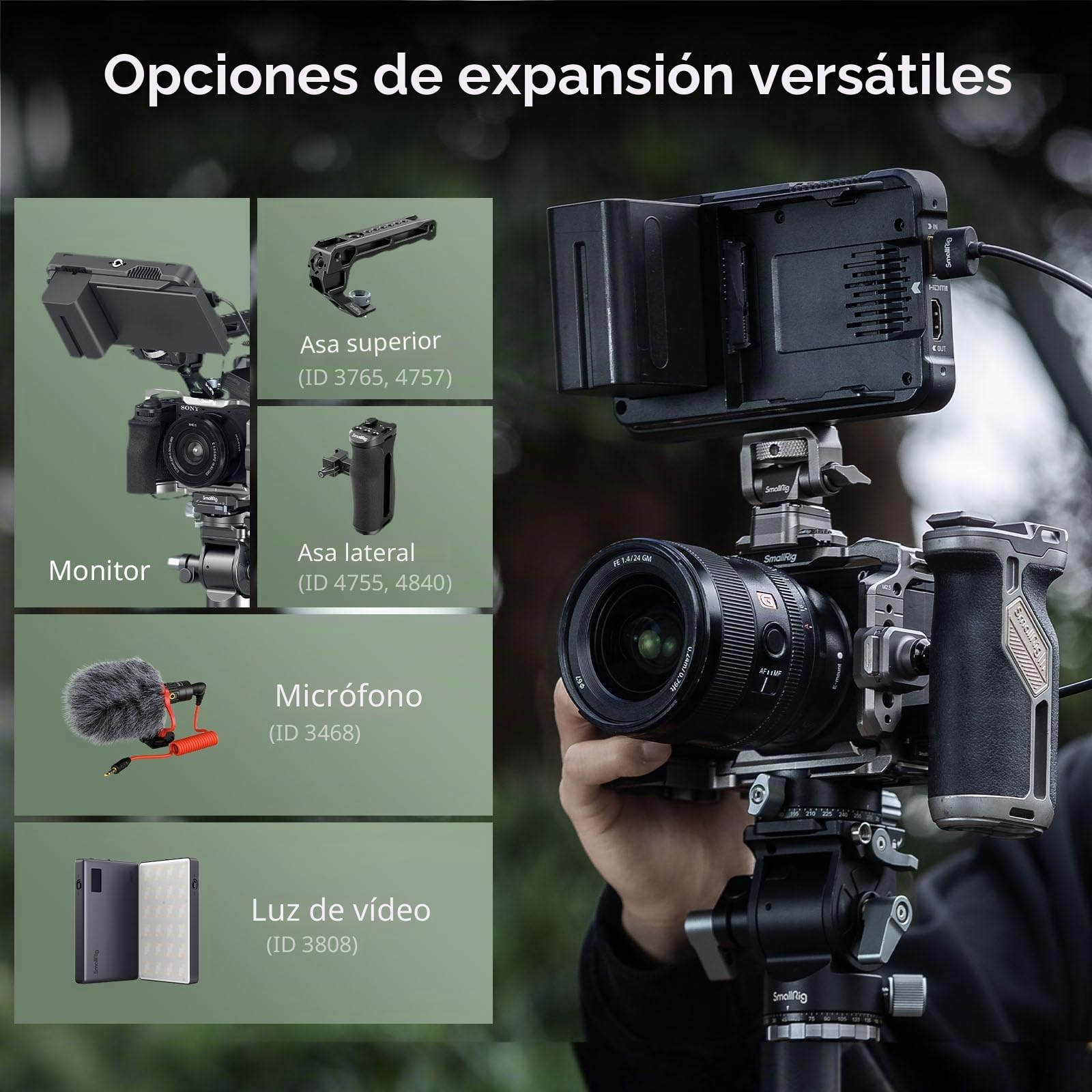 SMALLRIG Hawklock Kit de Jaula de Liberación rápida para Sony Alpha 6700 Cage, con Múltiples Interfaces de Montaje y Placa de Liberación Rápida Incorporada Placa para Arca-Swiss y Riel NATO - 5060