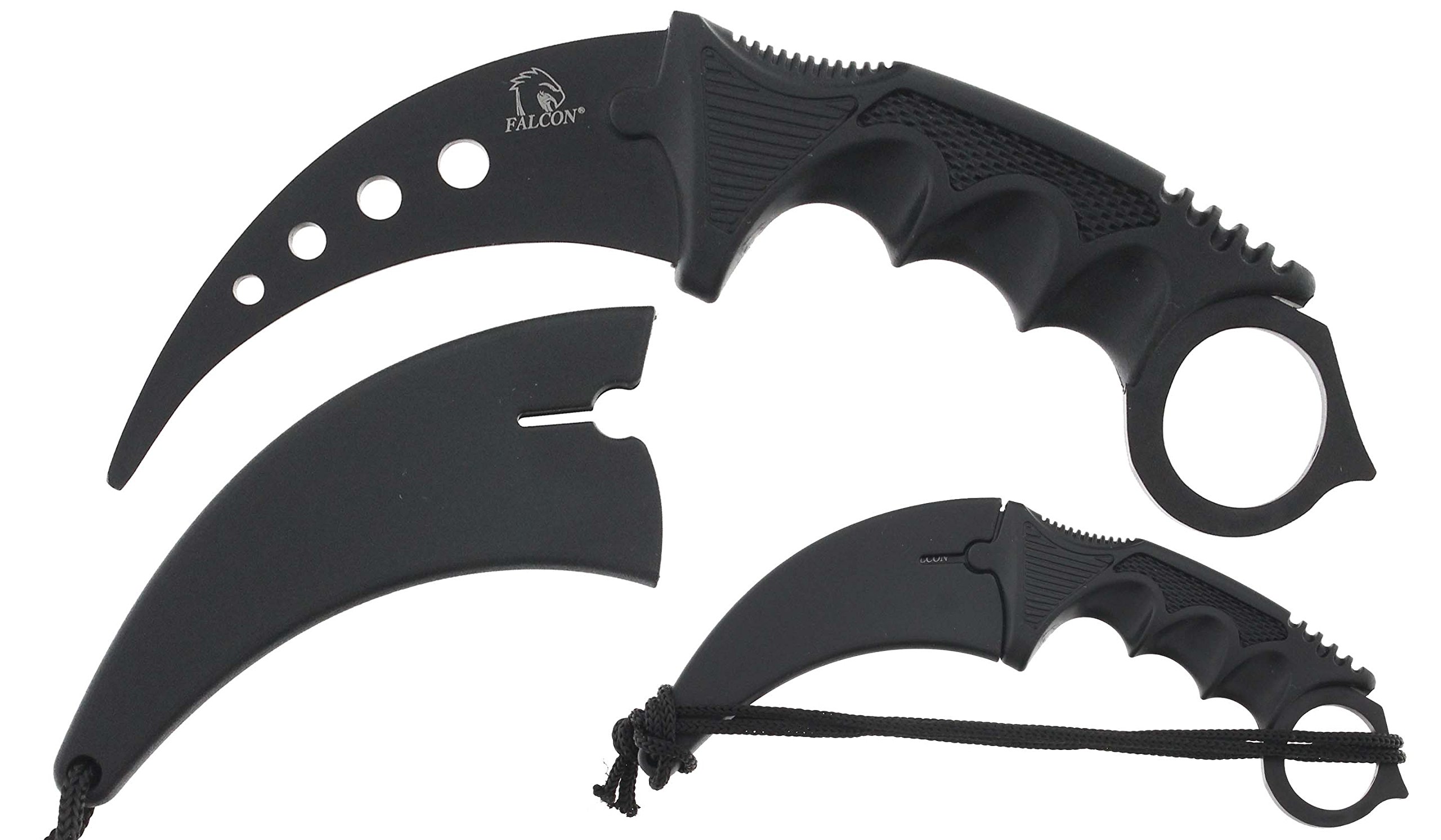 Falcon 7.5" Tactical Fixed Blade Training, No Edge. For Training Purpose Only (Black)