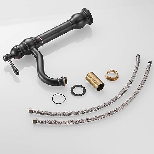 Miniatura 8 de Llave mezcladora monocomando para lavabo de baño con cascada Aquafaucet, grifería de bronce aceitado ORB a la altura del cuerpo., 9310-ORB