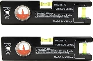 8-inch Magnetic Torpedo Level with Angle Finder, 2 Pack
