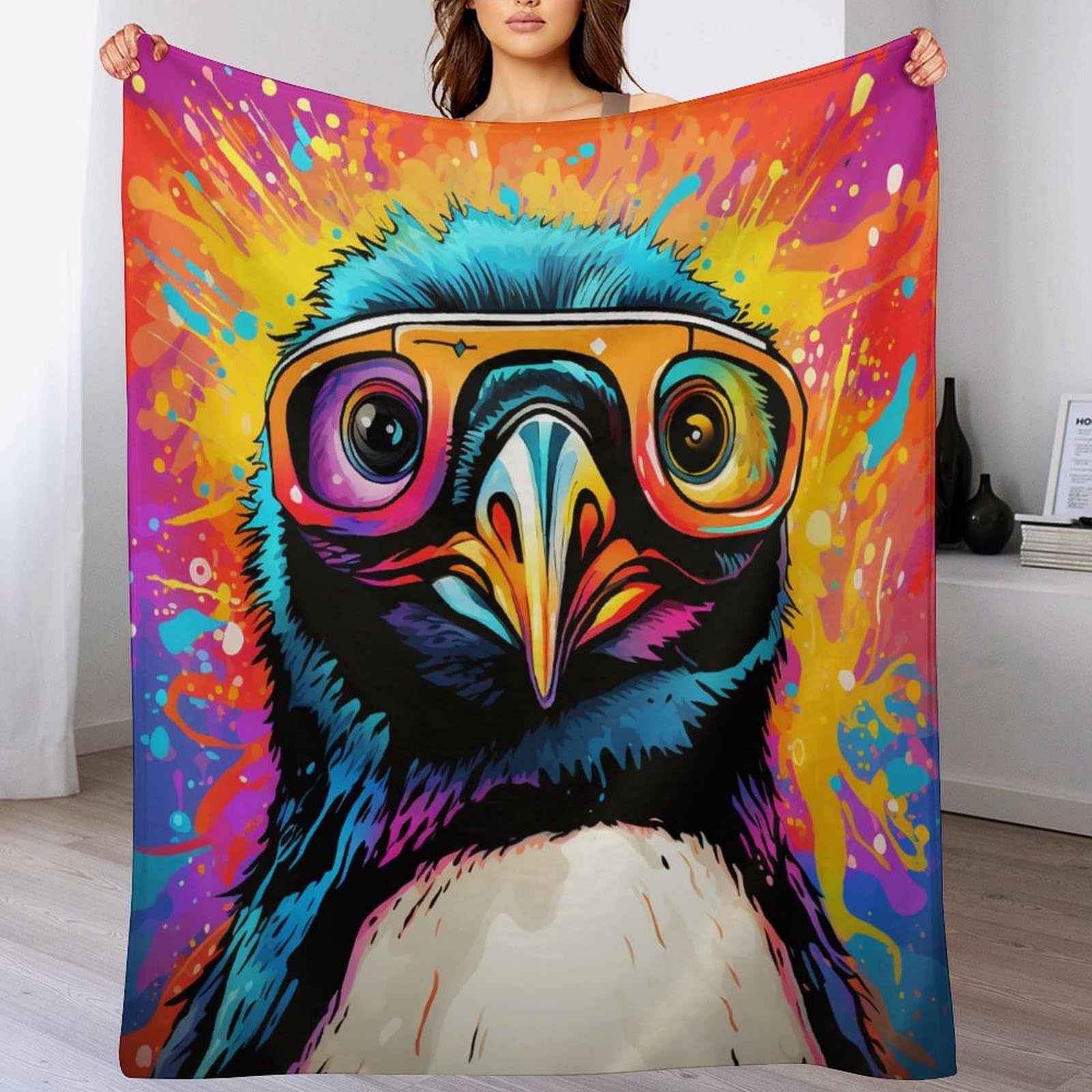 Couverture polaire douce pingouin 140x180cm idée cadeau maison
