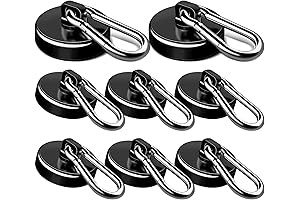 LOVIMAG 110LBS Outdoor Magnets Swivel Magnetic Hooks Black (8-Pack)