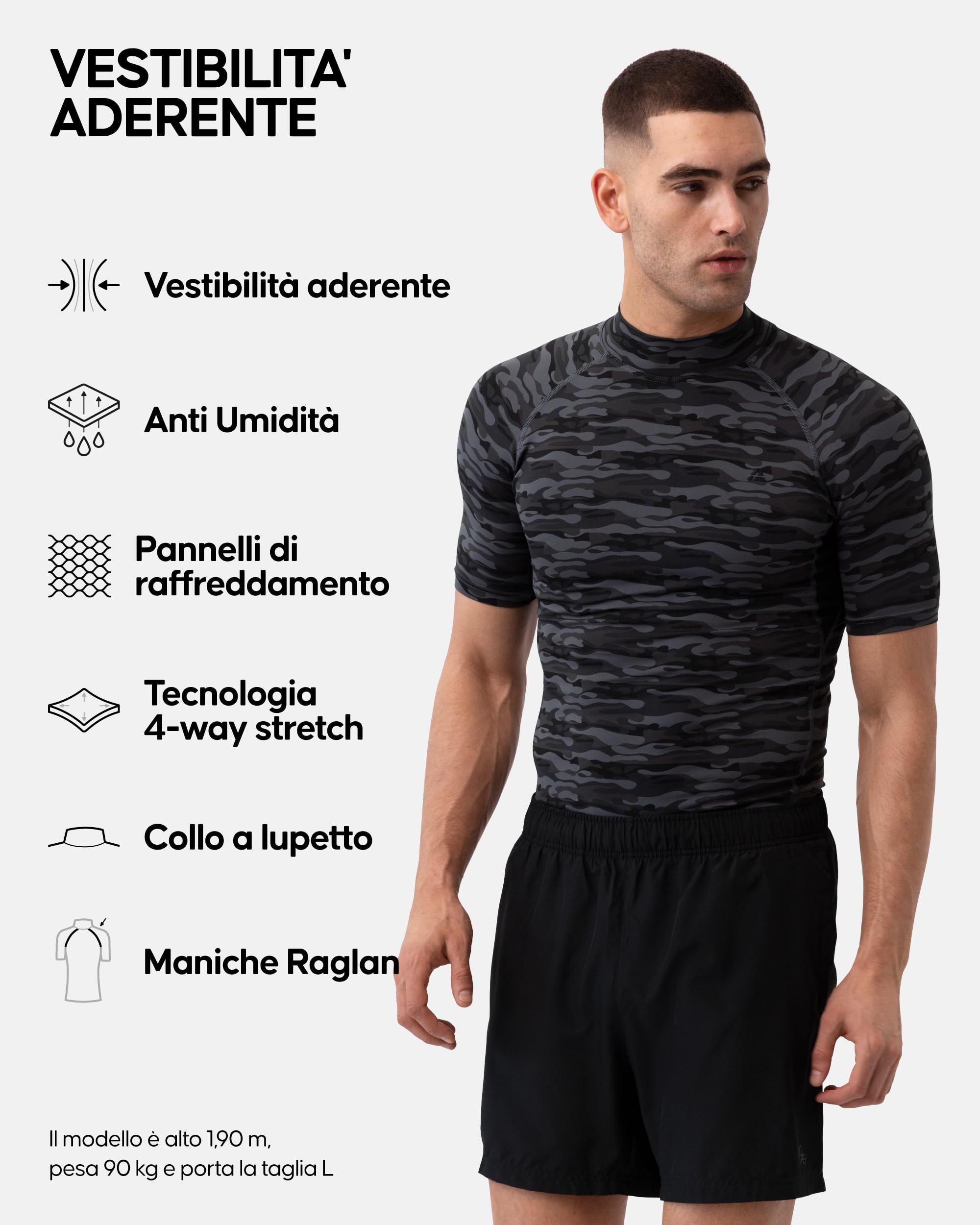 DANISH ENDURANCE Maglia Compressione Uomo Maniche Corte, Traspirante e Quick-Dry, Maglietta Sportiva Uomo Palestra, Running e Ciclismo, 2 Pezzi
