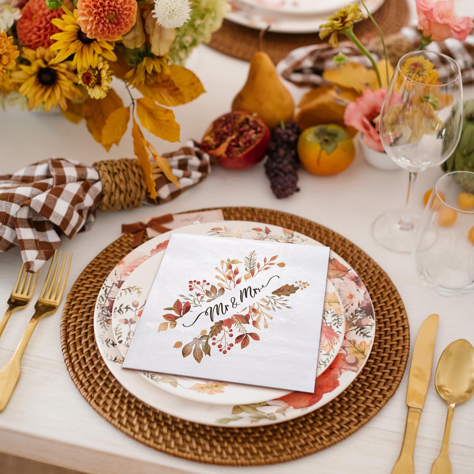 WRAPAHOLIC 50 Herbst-Servietten – 3-lagig, 20 X 10 Cm, Mit Blatt-Motiv, Für Erntedank & Partys