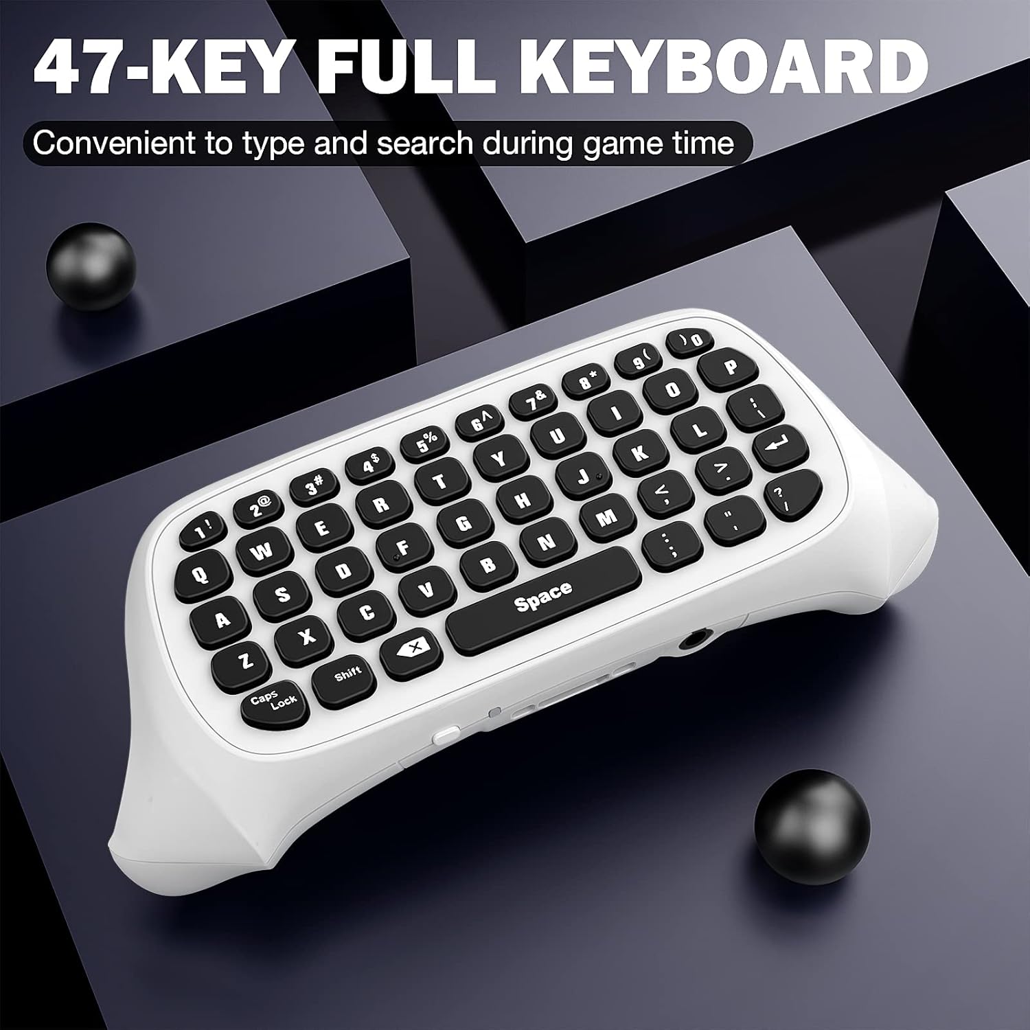 MoKo Green Backlight Chatpad for Xbox One Controller, Xbox Series X/S, 2.4G Receiver Chatpad Wireless Message Keyboard Keypad with Headset/Audio Jack for Xbox One/One S/Elite/2 Controller White