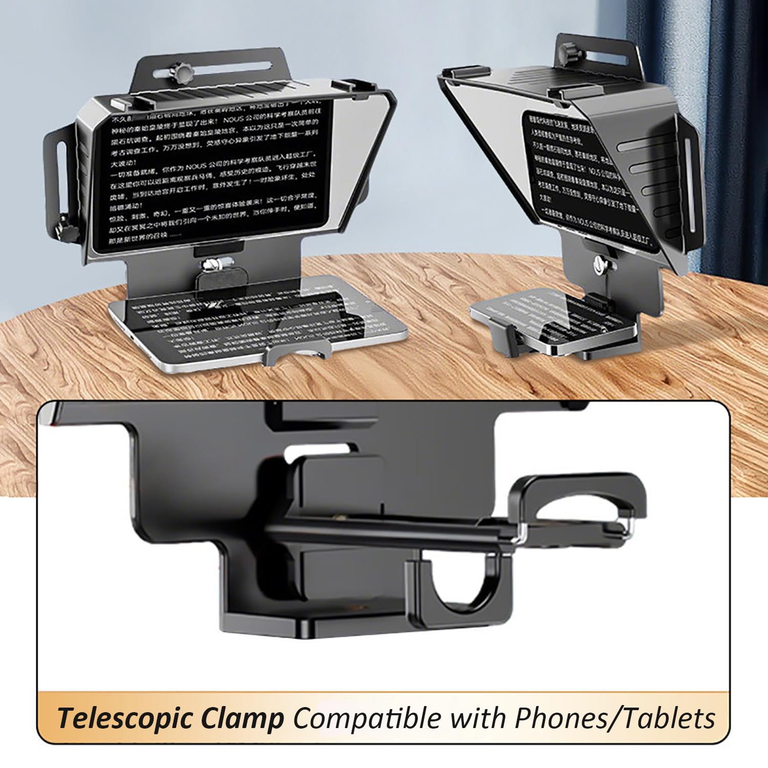 T24 Teleprompter Kamera mit Monitor mit Fernbedienung und App Steuerung, Tragetasche für Smartphone Tablet Kamera, Bis zu 12 Zoll, für YouTube Twitch Live Streaming Konferenzen