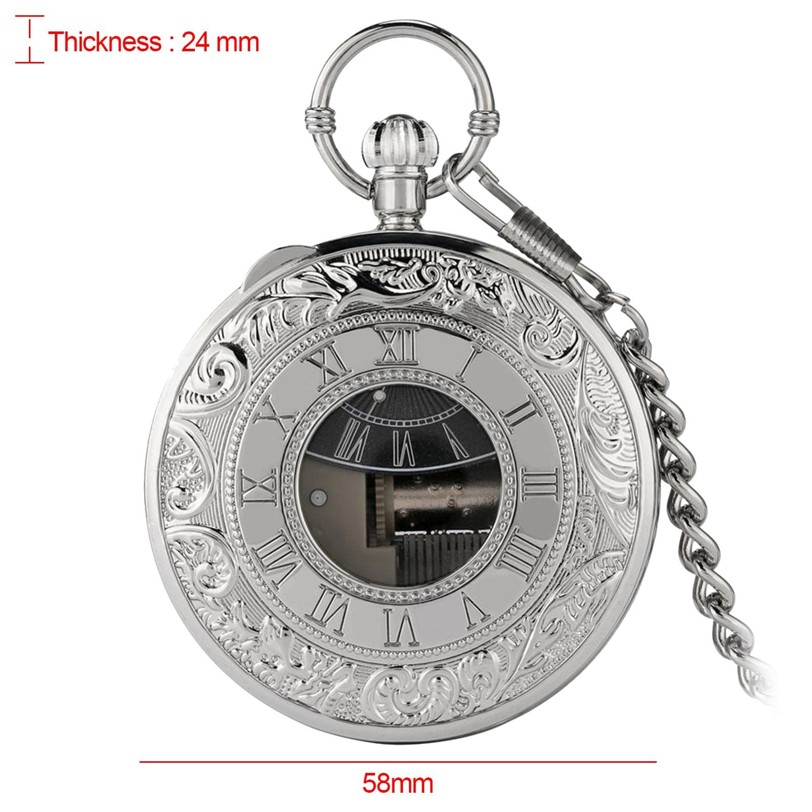 Movimento Musicale, Vintage con Catena, Ideale Come Regalo di Compleanno O per La Festa Del Papà, Argento romano