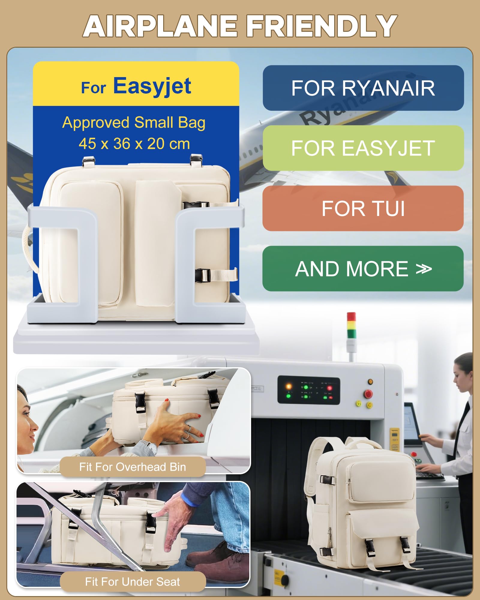 SZLX Plecak Próżniowy Bagaż Podręczny Dla Kobiet, Plecak Z Poduszką i Systemem Próżniowym Do Podróży, Plecak Podróżny Ryanair W Rozmiarze Kabinowym Z Pompką, Wodoodporna Walizka Próżniowa Dla Mężczyzn