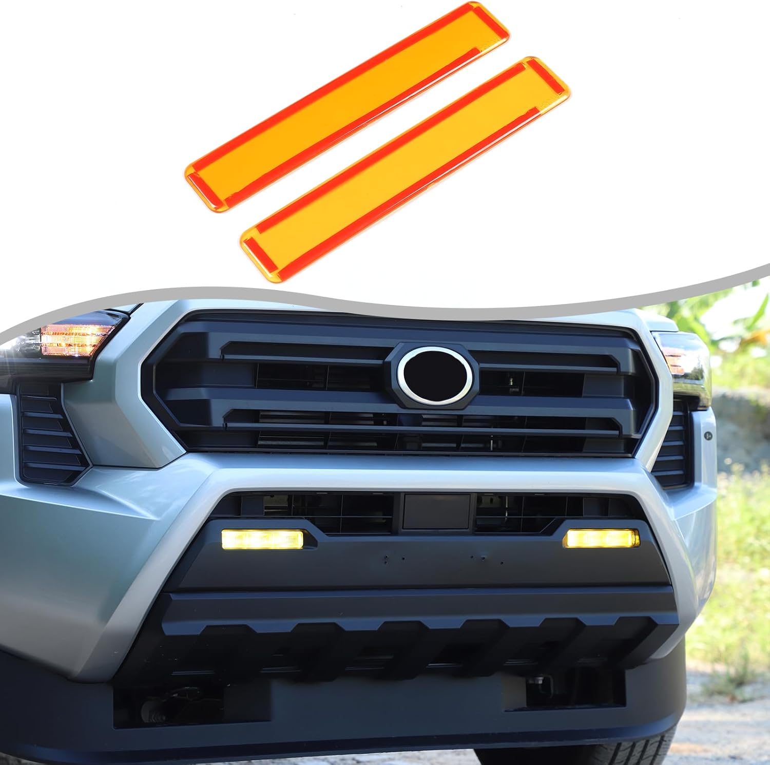 Daeiclru Front Fog Light Cover Trim Compatible with Toyota Tacoma 2024 2025+, Front Bumper Fog Light Shell Trim Cover Yellow Transparent Protector 4th Gen Tacoma Accessories
