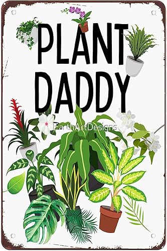 Letrero de metal vintage con diseño de casa de plantas y papi, arte de pared, granja, cocina, bar, hogar, cueva, Navidad, Halloween, novia, novio,
