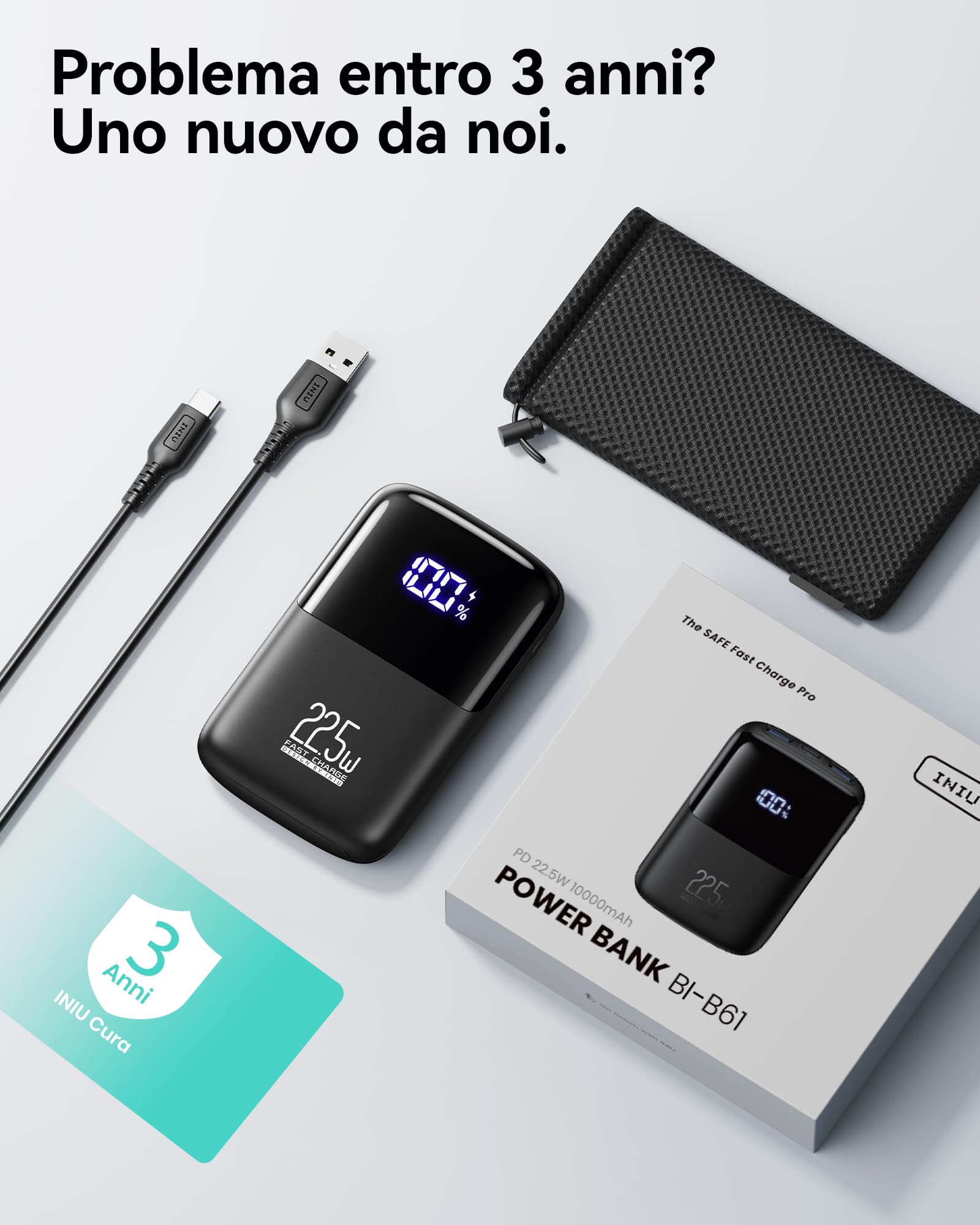 INIU Power Bank, 10000mAh 22.5W Mini Caricatore Portatile Ricarica Rapida, Batteria Esterna Powerbank per iPhone 17 16 15 14 13 Pro Max Mini Plus AirPods iPad Samsung Xiaomi HUAWEI etc