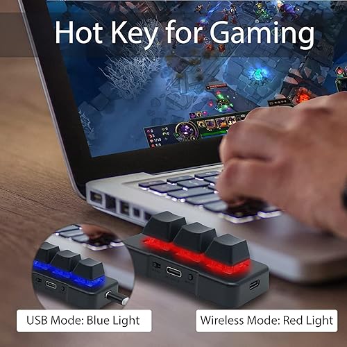 Miniatura 4 de Mini teclado mecánico inalámbrico USB tipo C Bluetooth de 3 teclas, 9 teclas, teclado macro gammable para juegos, control con una sola mano,