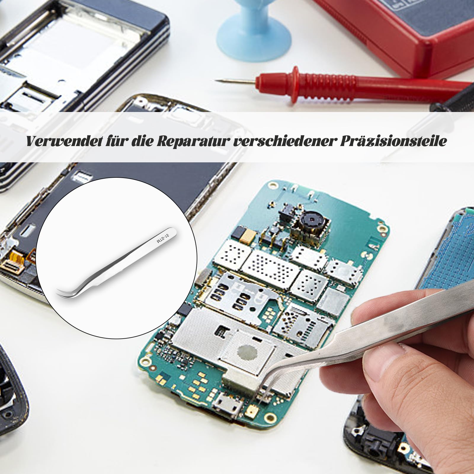 Präzisionspinzette,Lötpinzette Kreuzpinzette,Gebogene Pinzette,Präzisions Antistatisch Edelstahl Pinzette,spitze Pinzette aus Edelstahl,für Handwerk, Elektronik, Löten, Experimentelle Arbeiten