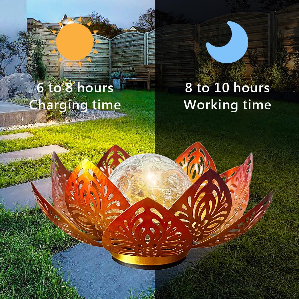 Kyduu Lampes Solaires De Jardin Fleur De Lotus - Lanterne Solaire Décorative Extérieure Pour Terrasse Et Cour