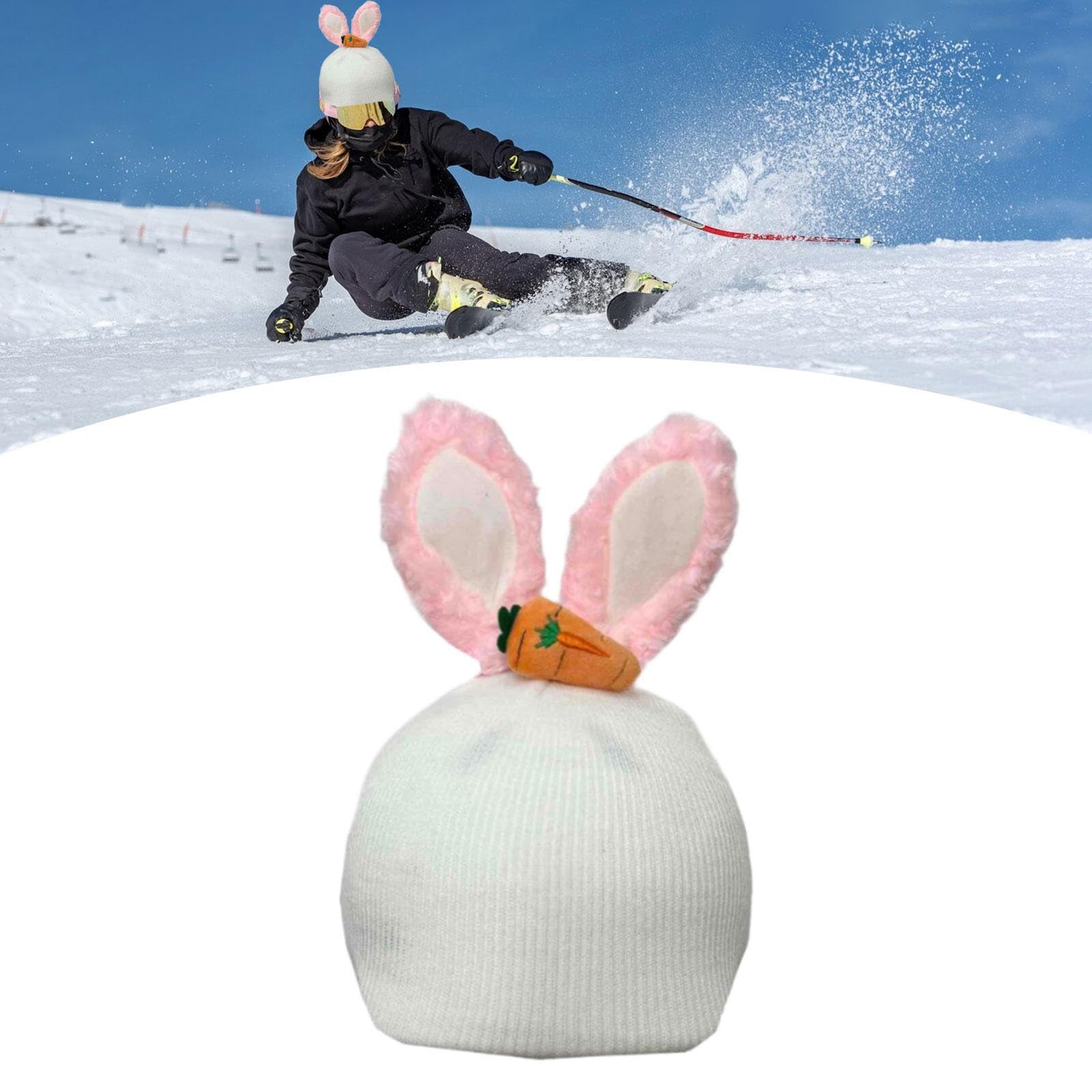 Perfeclan Housse de Casque de Ski Oreilles de Lapin Accessoires Chaud léger décoratif Cadeau d'anniversaire Snowboard Dessin animé Casque de Ski décoration
