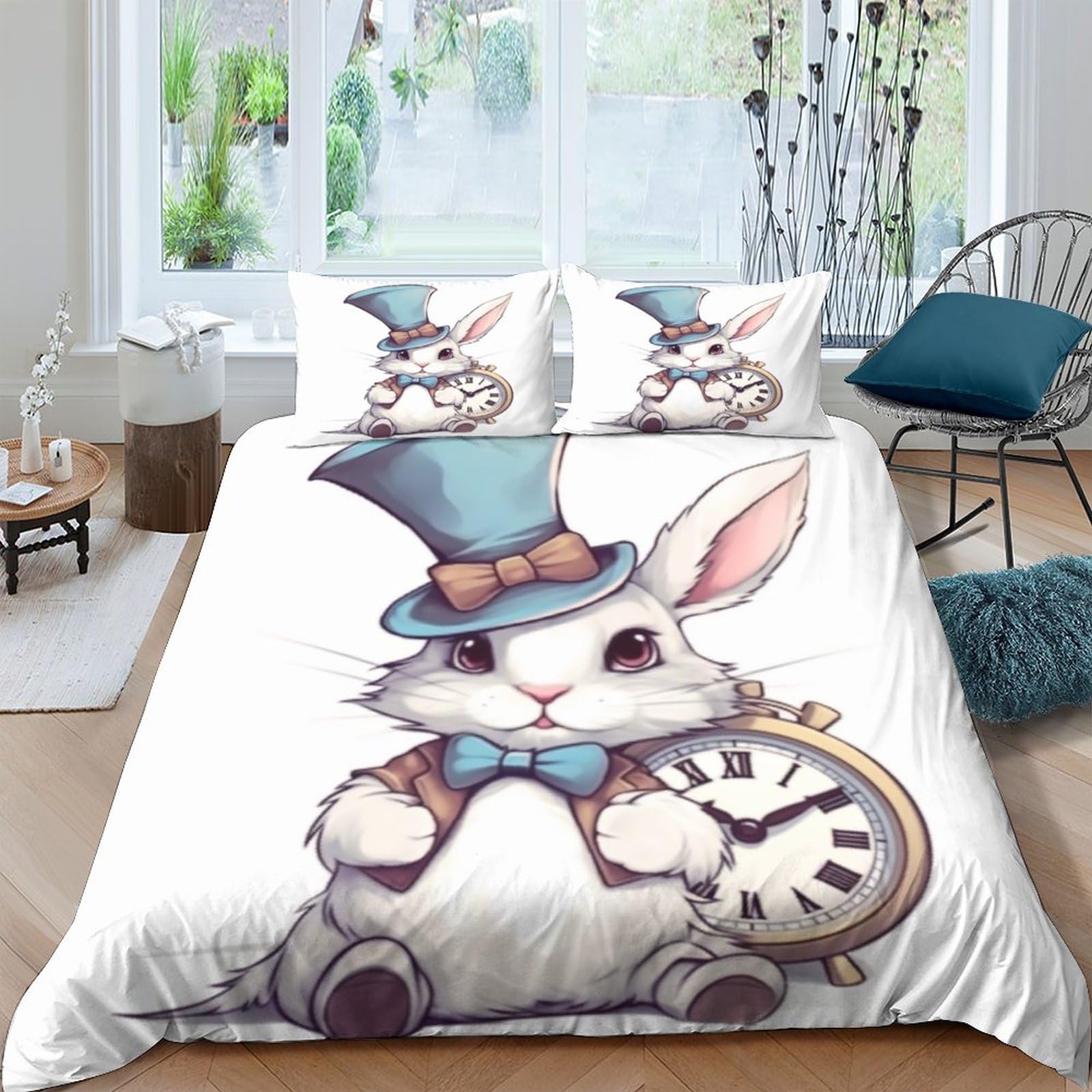Literie enfants lapin blanc double pour des nuits douces et rassurantes