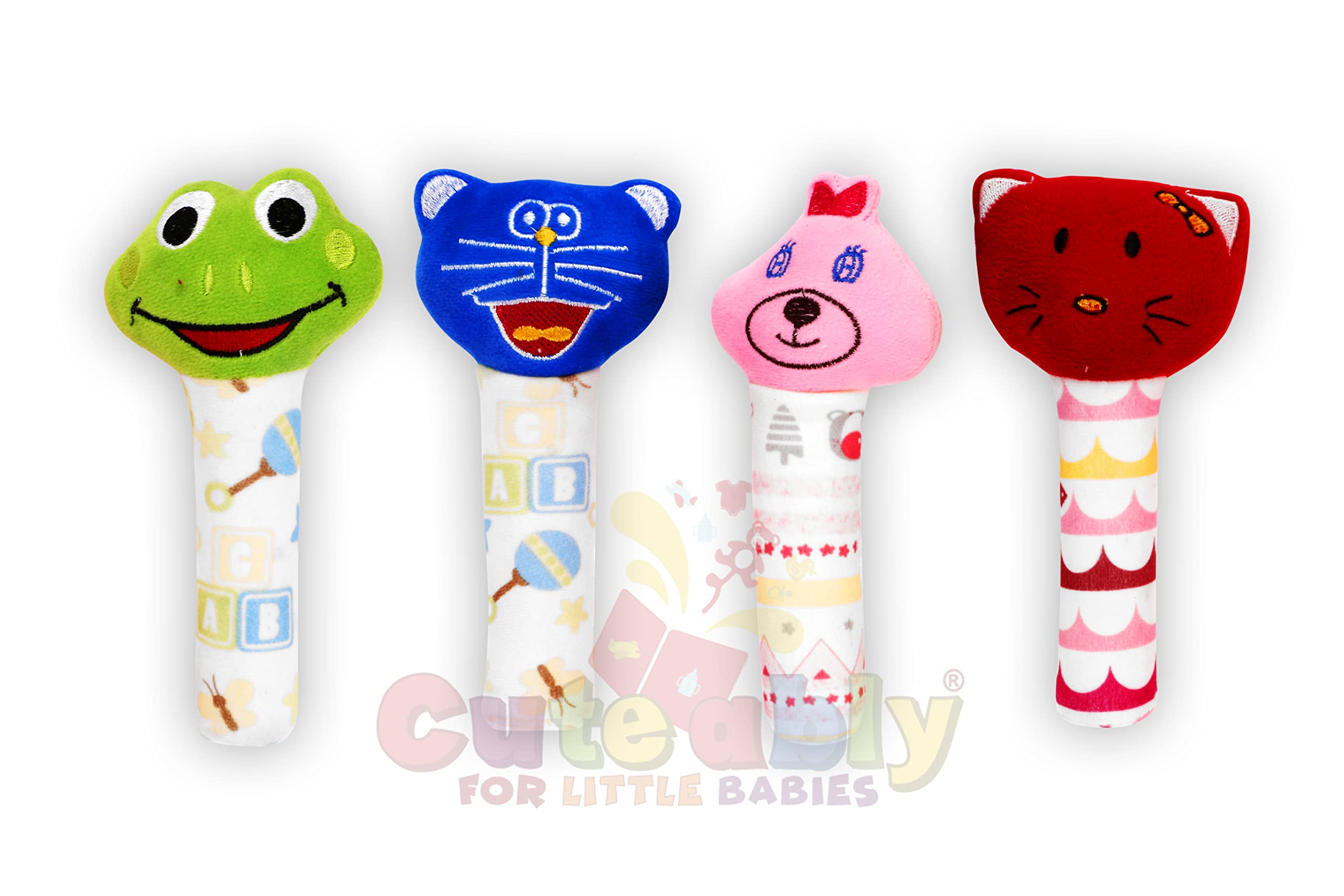 CUTEABLY Plush Froggy Face Rattle Cum Soft Toy with Squeeze Handle for Squeaky Sound (Pack of 2) (B09X6B21JY) Amazon Price History, Amazon Price Tracker