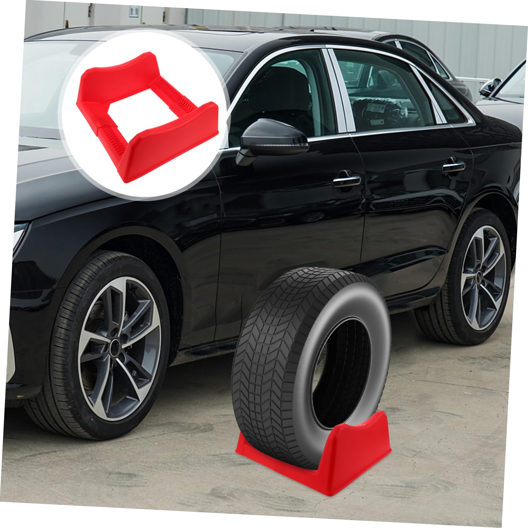Ciieeo Support de Rangement pour Roues de Voiture et Jantes, Réglable et Portable, en Plastique Rouge, pour Garage et Atelier, Rack Empilable Multifonction, Usage Professionnel