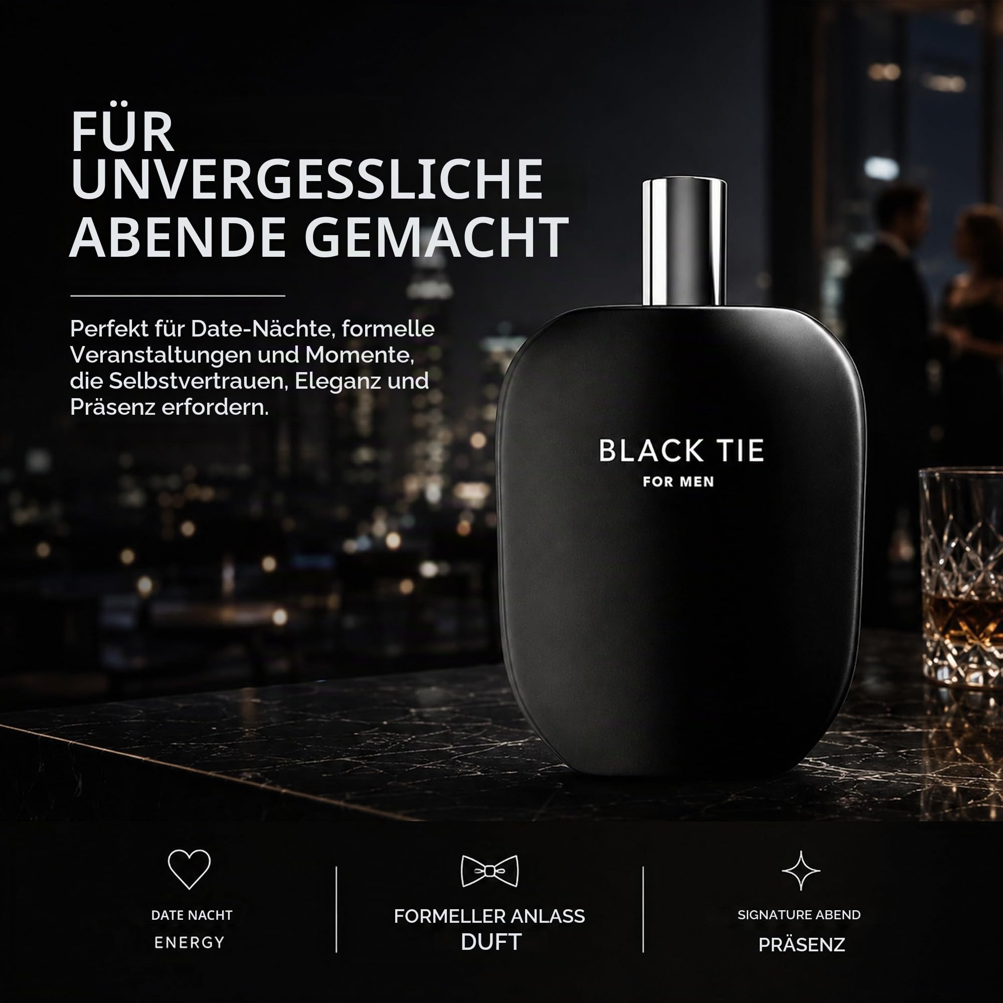 Fragrance One | Jeremy Fragrance BLACK TIE for Men | markanter Herrenduft | Maskulin, Dominant, Autoritär | Eau de Parfum für Herren | Intensiv | Perfekt für den Abend | 100 ml Flasche mit Box
