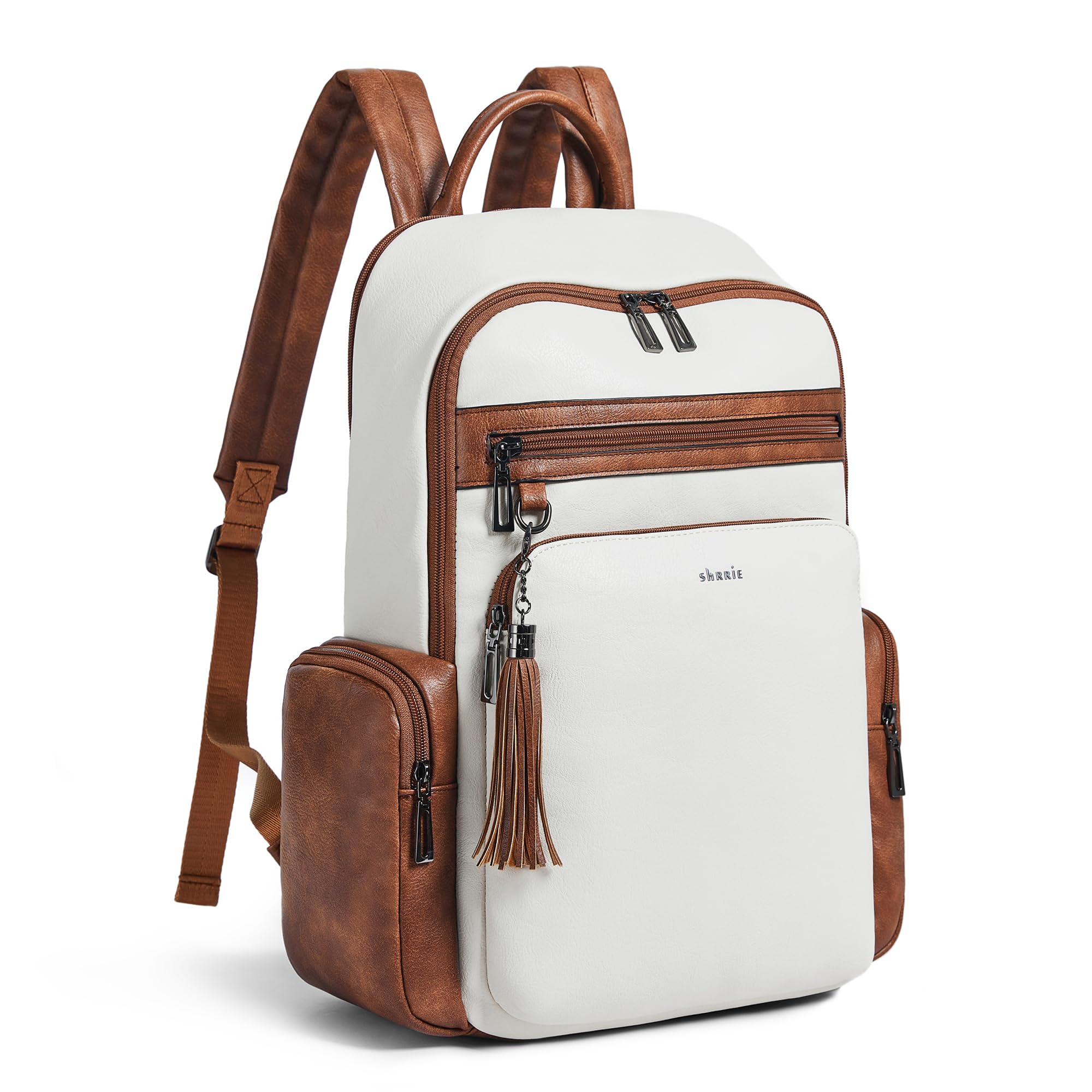 Shrrie Laptop Backpack for Women Fits 16 inch Laptop,Designer Backpacks for Women with Computer Compartment to Business (Beige)