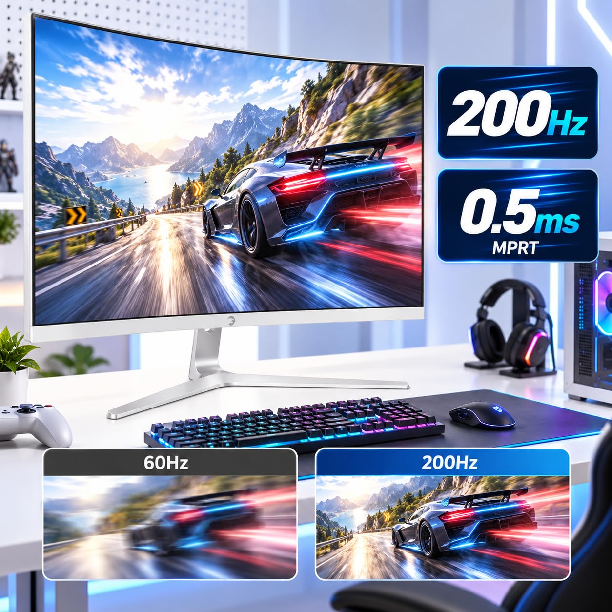GAMEPOWER Vivid T50 - Pantalla para juegos (27 pulgadas, curvada 1500R