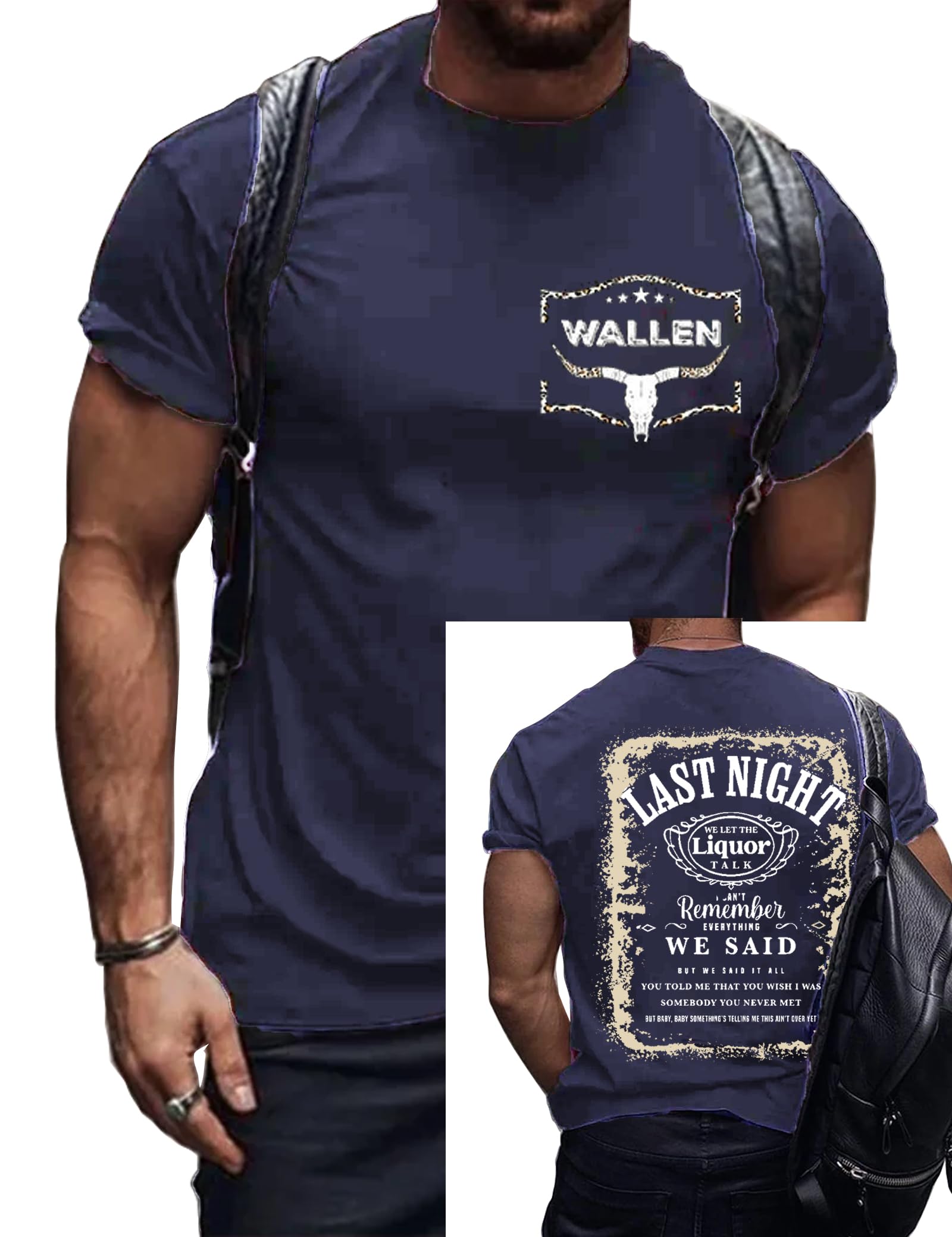 Men Last Night We Let Talk Tshirts Shirt Retro Western Vintage Steer Skull Country Music Tee Tops