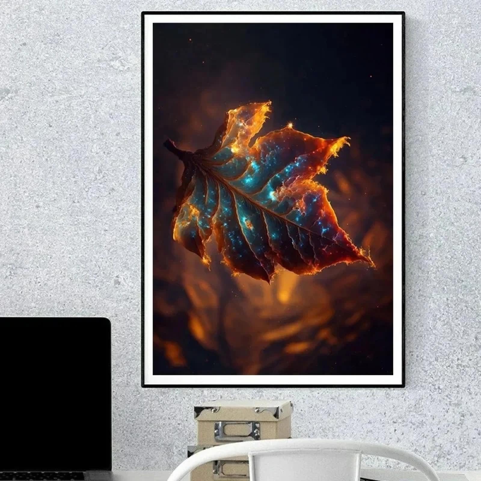 BMGKYAGL Róża sukulent lotos kolorowy kosmiczny ogród sztuka ścienna plakat płótno farba dom biuro dekoracja 70 x 100 cm ramka