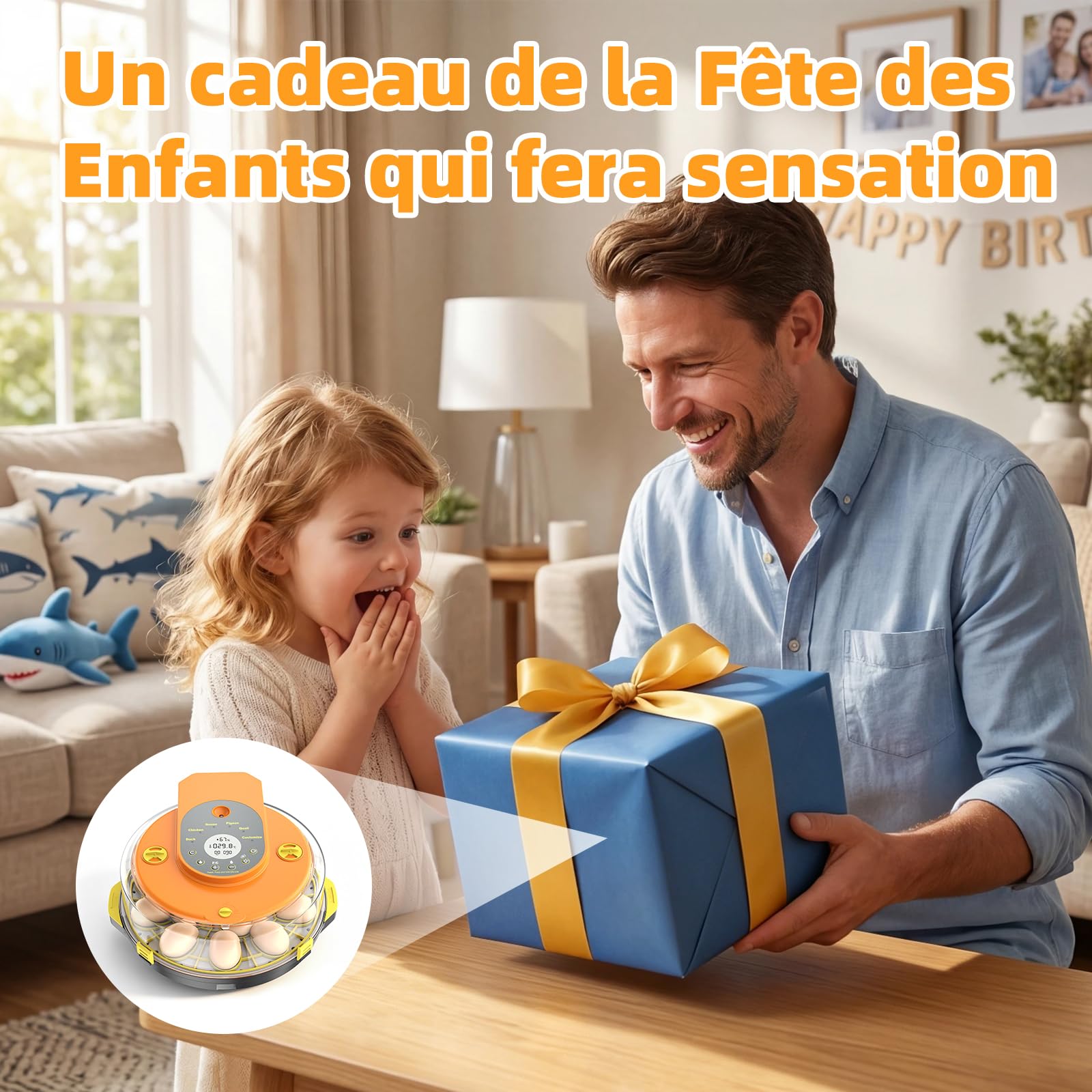 Couveuse Automatique 15 Œufs, Incubateur d’Œufs avec 5 Modes, Retournement Automatique, Contrôle Température et Humidité, Mire-Œufs Intégré pour Poule, Caille, Canard