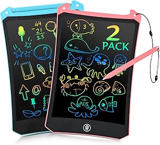 EooCoo Toddler Toys, LCD Writing Tablet for Kids 2 Pack, Kids Sensory Toys Toddler Travel Essentials Drawing Pad, No Mess Coloring Books, Road Trip Activities, Age 3-5 Boy Girl Gifts - 8.5 Inch