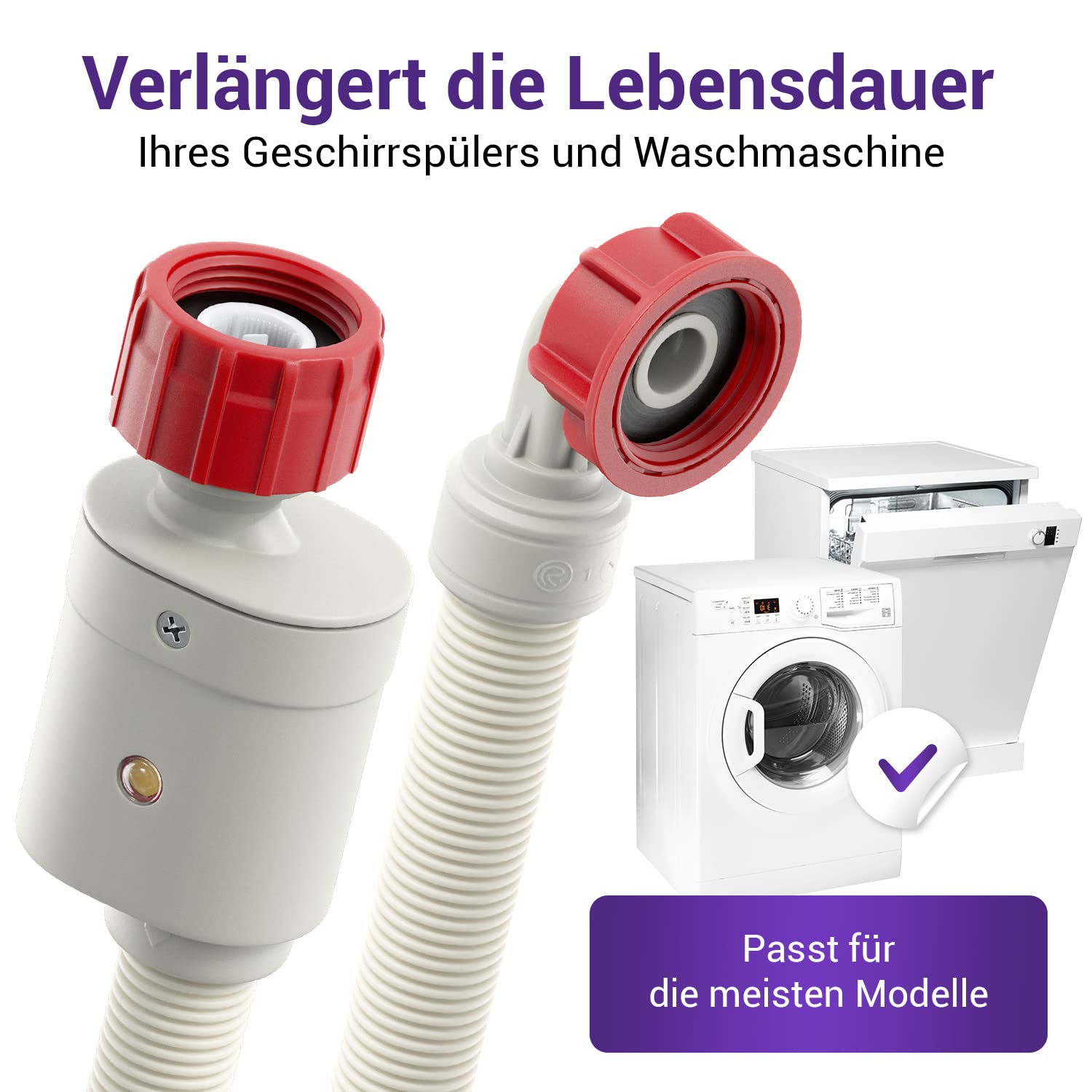 Viоks.pro Aquastop Zulaufschlauch Waschmaschine Schlauch 3/4 Zoll 4m 90°C | Aqua Stop Wasserschläuche, Gerade/Gewinkelt, Universal, für Waschmaschinen Geschirrspüler