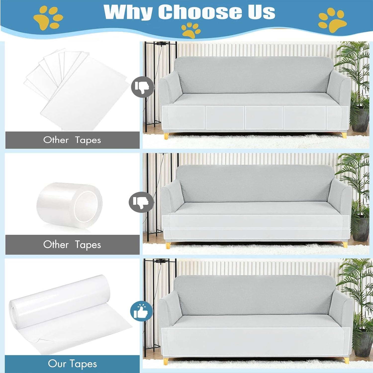 Protection Canape Chat Anti Griffe 40x500cm, Protecteur De Rayure De Chat Autocollant pour Meubles Porte Mur Canapé Comptoirs Armoire