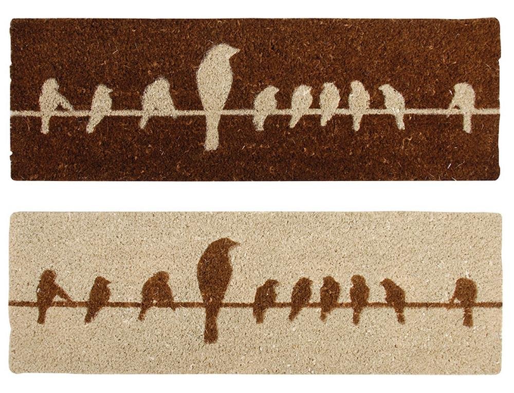 Coconut Fibre Doormat Bird on a Branch Design-Beige, Braun, 8' x 2'6"
